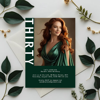 Modernes Foto 30. Geburtstagsfeier - Emerald Gr Einladung