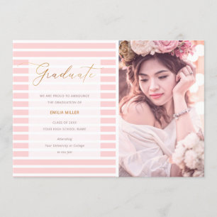 Modernes Foto Abschluss Rosa Streifen Ankündigung