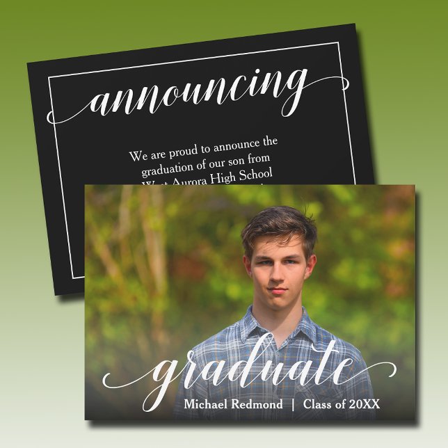 Modernes Foto Abschluss Script Ankündigung (Modern photo graduation announcements - PRINTED and/or INSTANT DOWNLOAD)