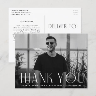 Modernes Foto Abschluss Vielen Dank Postkarte