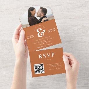 Modernes Foto & Ampersand QR Code UAWG All In One Einladung