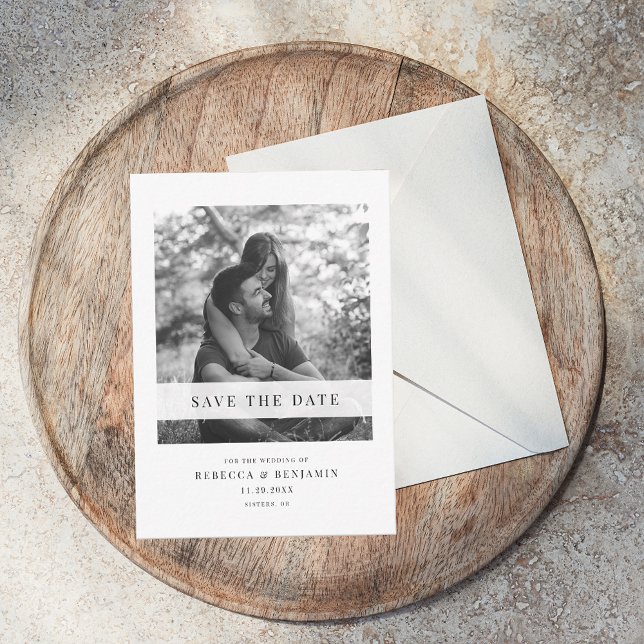 Modernes Foto Ankündigung Datum freihalten (Save the Date Photo Wedding Announcement)