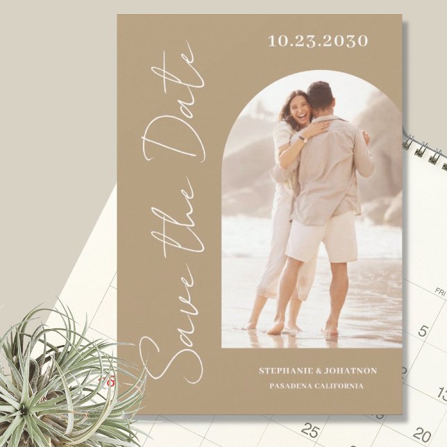 Modernes Foto Arch Beige Foto Save The Date (Von Creator hochgeladen)