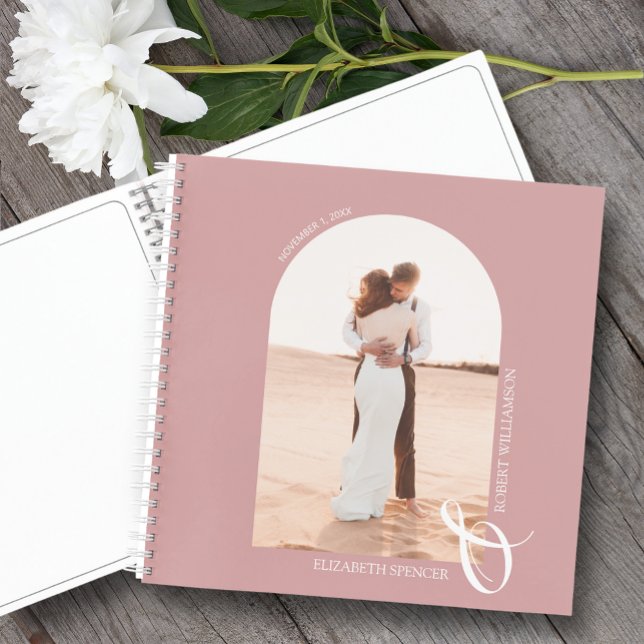 Modernes Foto Arch Dusty Rose Wedding Gästebuch Notizbuch (Change the pages to any of the styles available. LOTS of colors in our collection.)