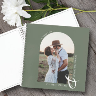 Modernes Foto Arch Sage Green WedgeGuest Book Notizbuch