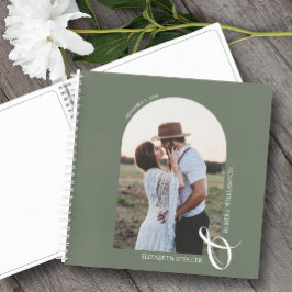 Modernes Foto Arch Sage Green WedgeGuest Book Notizbuch