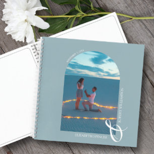 Modernes Foto Arch Slate Blue Wedding Gästebuch Notizbuch