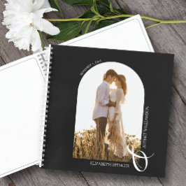 Modernes Foto Arch Wedding Black Spiral Gästebuch Notizbuch