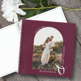 Modernes Foto Arch Wedding Burgundy Spiral Guest B Notizbuch