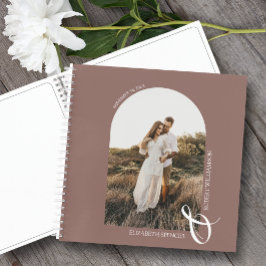 Modernes Foto Arch Wedding Rose Taupe Gästebuch Notizbuch