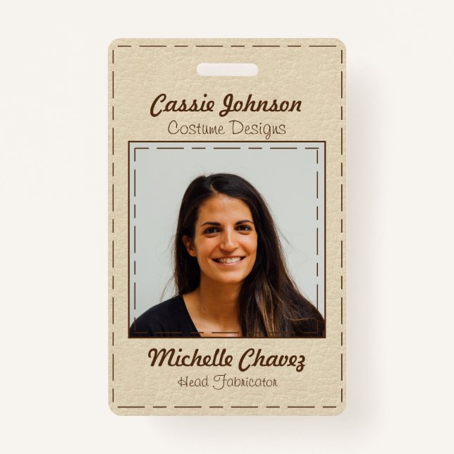 Modernes Foto aus weißbraunen Imitaten Leder Ausweis (Vorderseite)