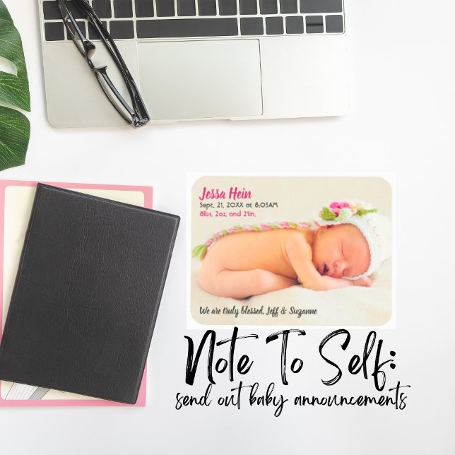 Modernes Foto Baby Girl Name Birth Stats Magnet (Baby Photo Birth Announcement Magnets)