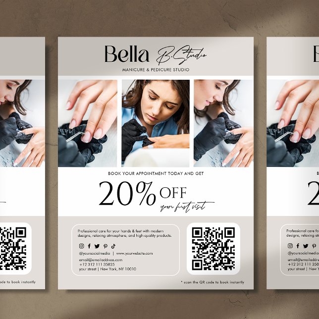 Modernes Foto Beauty Salon Nail Tech Flyer (Von Creator hochgeladen)