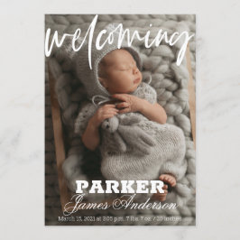 Modernes Foto begrüßt Geburtserklärung Einladung