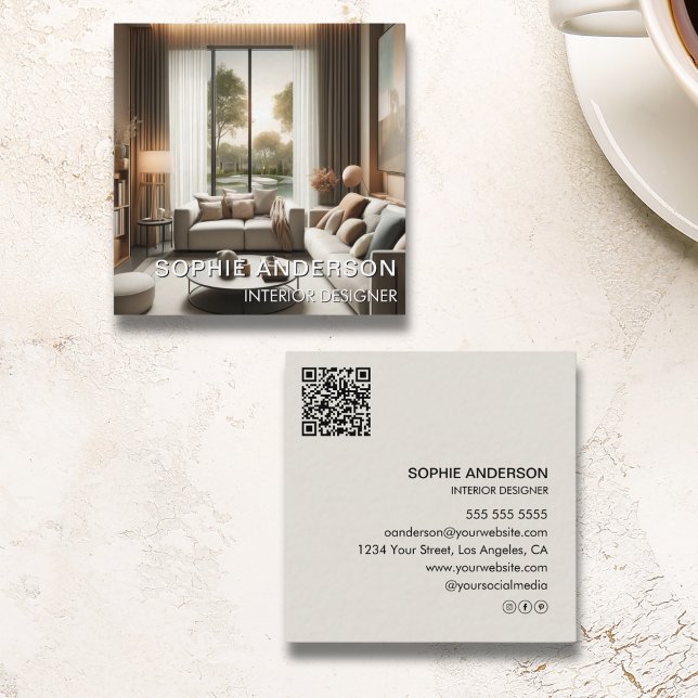 Modernes Foto Beruflich Quadratische Visitenkarte (Modern Photo Professional Square Business Card)