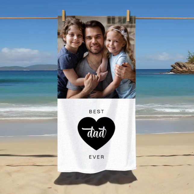 Modernes Foto Bester Vater je Herz Strandtuch (Modern Photo Best Dad Ever Heart Beach Towel)