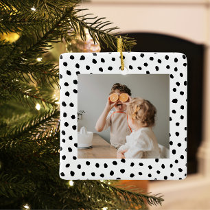 Modernes Foto & Black Dots Schönheitsgeschenk Keramikornament