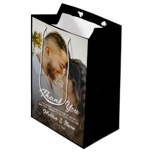 Modernes Foto Black Wedding Vielen Dank Mittlere Geschenktüte