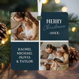 Modernes Foto Blue Frohe Weihnachten Ornament Aus Metall