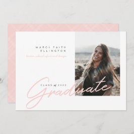 Modernes Foto Blue Pink Graduate Ankündigung