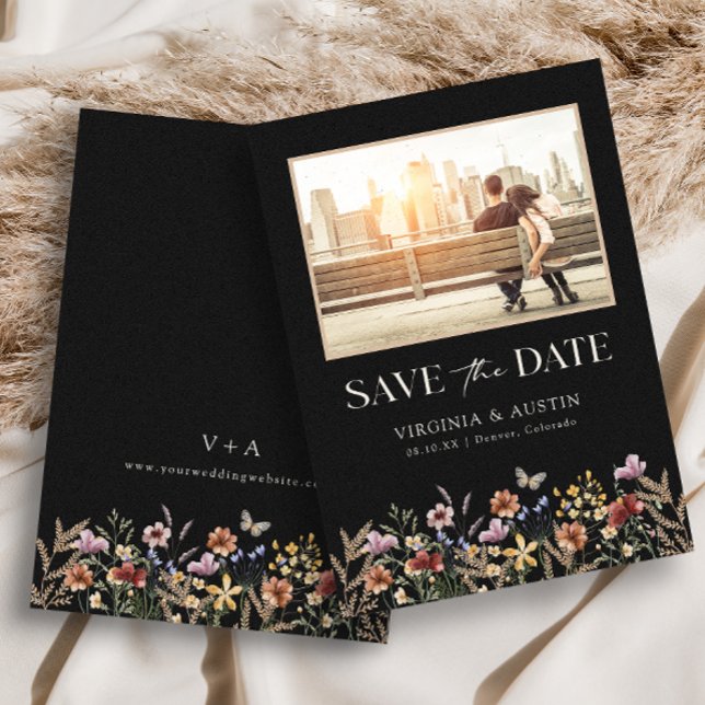 Modernes Foto Boho Save the Date (Modern Photo Boho Save The Date Monogrammed by Painted Paperie
)