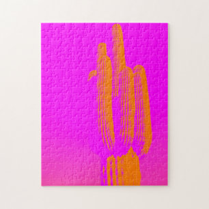 Modernes Foto Cactus Art Hot Pink Orange Puzzle