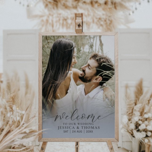 Modernes Foto Calligraphy Dusty Blue Poster (Von Creator hochgeladen)