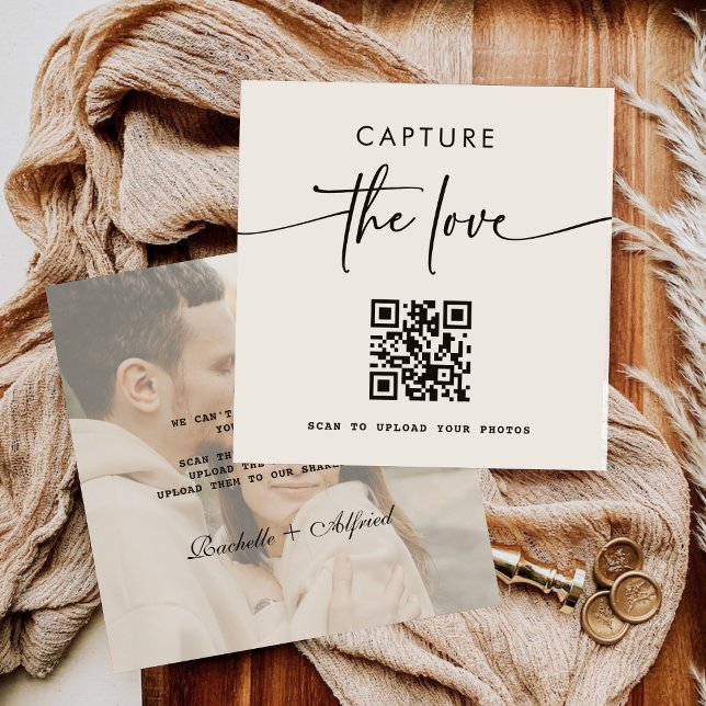 Modernes Foto Capture the Liebe QR Code Table Card Mitteilungskarte (Von Creator hochgeladen)