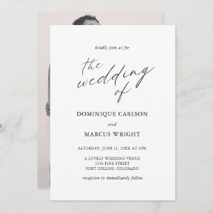 Modernes Foto Chic Calligraphy Elegante Hochzeit Einladung