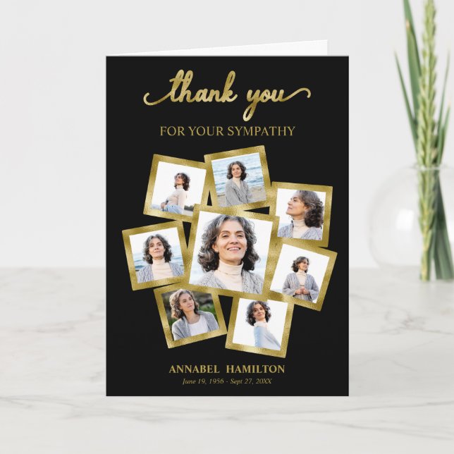 Modernes Foto Collage Beileid Vielen Dank für Ihre Karte (Vorderseite)