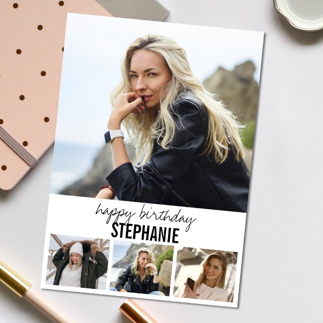 Modernes Foto | Collage Birthday Gruß Karte (Personalize the collage birthday greeting card to create a special keepsake for your loved one!)