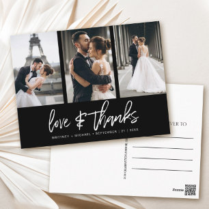 Modernes Foto Collage Black mit Handschrift Vielen Postkarte