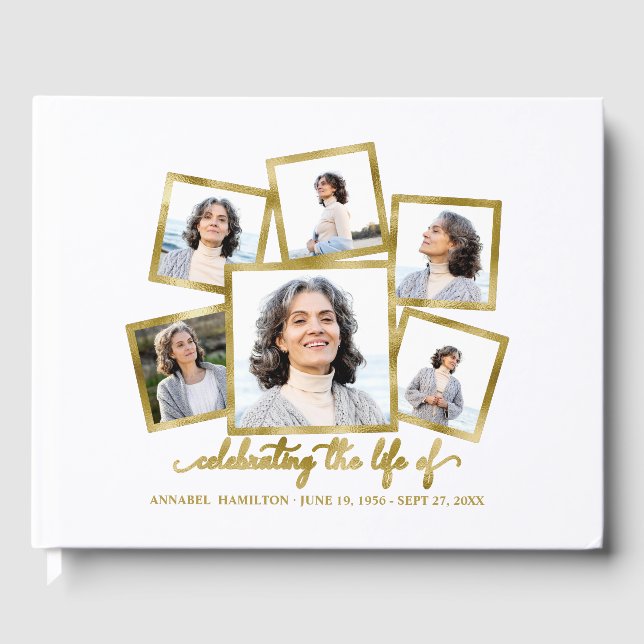 Modernes Foto Collage Memorial oder Beerdigung Gästebuch (Vorderseite)