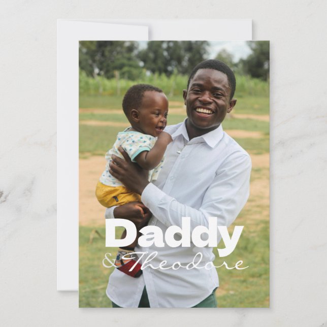 Modernes Foto Daddy & Baby Name Keepake Einladung (Vorderseite)