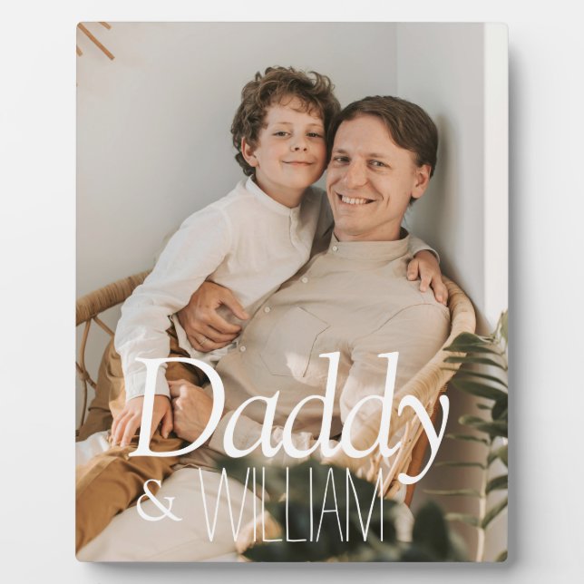 Modernes Foto Daddy & Baby Name Keepake Fotoplatte (Vorderseite)