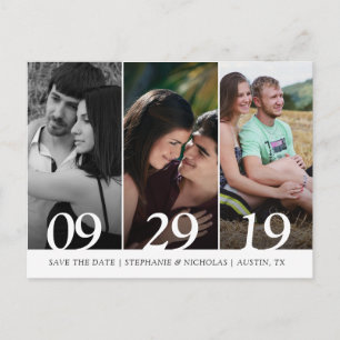Modernes Foto, das Save the Date wedding ist Ankündigungspostkarte