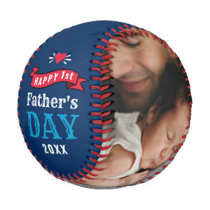 Modernes Foto der 1. Vatertag Typografie Blau Baseball