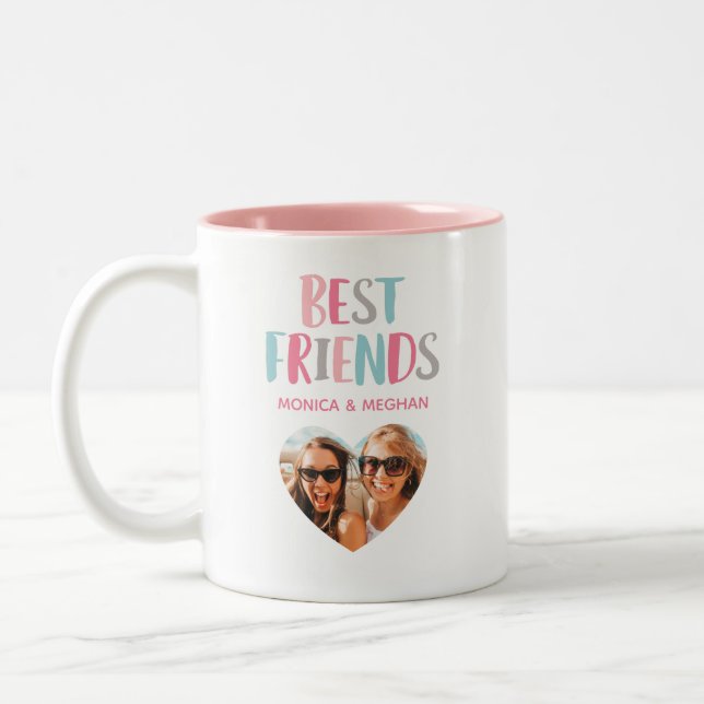 Modernes Foto der besten Freunde Zweifarbige Tasse (Links)
