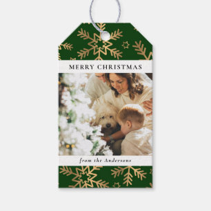 Modernes Foto der Grünen Weihnachtsfamilie Geschenkanhänger