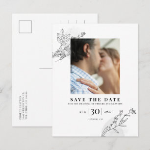 Modernes Foto der Verlobung Save the Date Ankündigungspostkarte