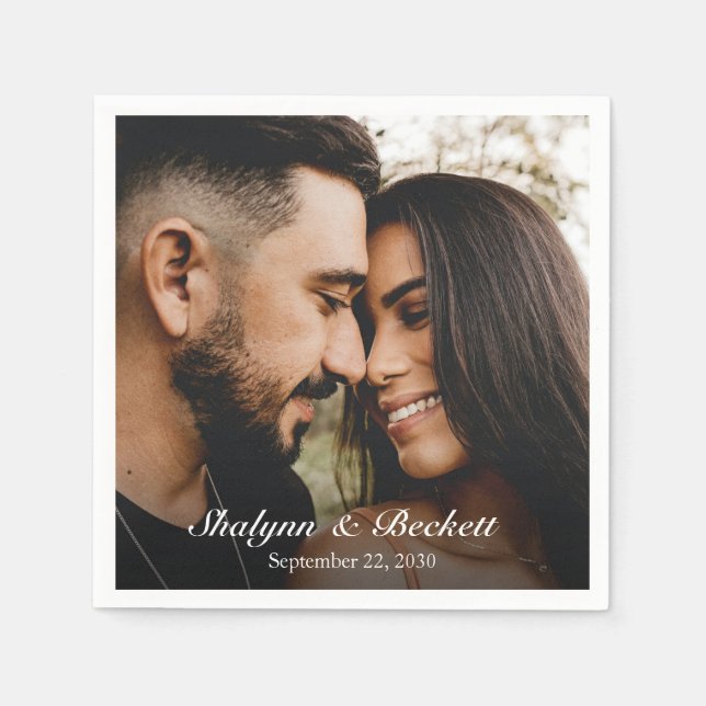 Modernes Foto der Verlobung Serviette (Vorderseite)