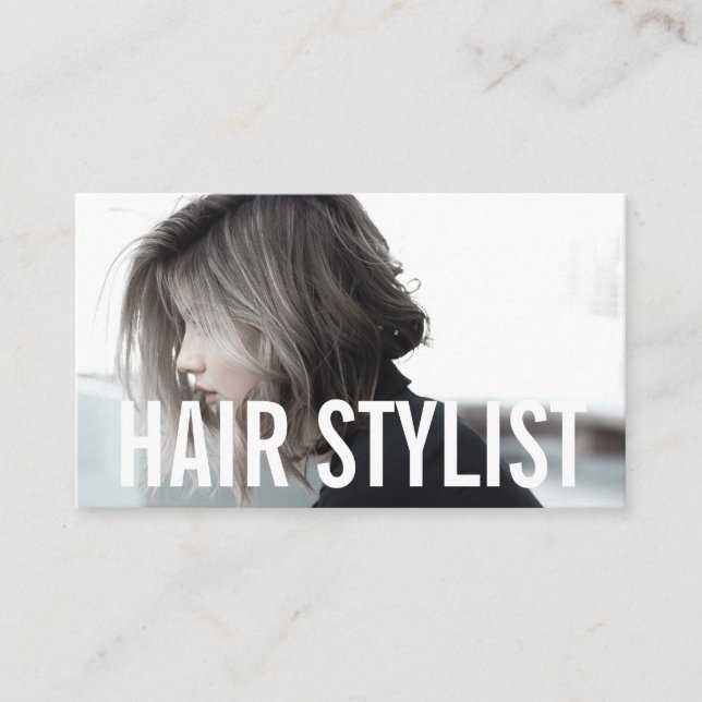 Modernes Foto des Haar-Stylisten Visitenkarte (Vorderseite)