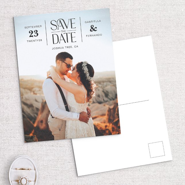 Modernes Foto des Typs eines Hipsters Save the Dat Postkarte (Von Creator hochgeladen)