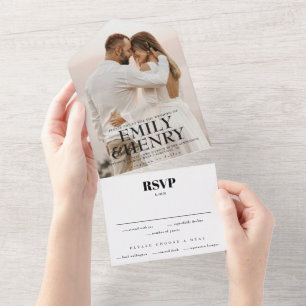 Modernes Foto Elegant Stilvolle UAWG Wedding All In One Einladung