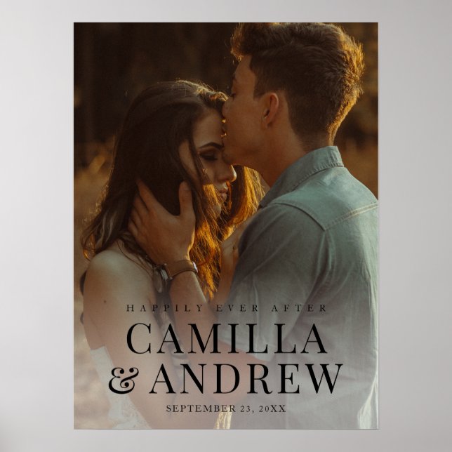 Modernes Foto Elegante Hochzeit Poster (Vorne)