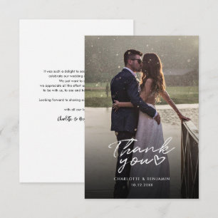 Modernes Foto Elegante Script Wedding Vielen Dank Mitteilungskarte