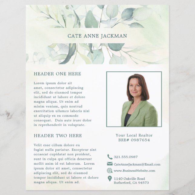 Modernes Foto Eukalyptus Elegante Rustikale Flyer (Vorderseite)