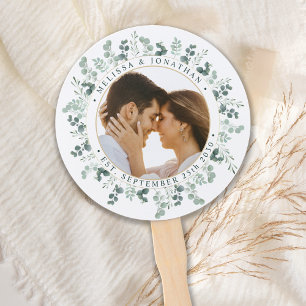 Modernes Foto Eukalyptus Personalisiert Wedding Fächer