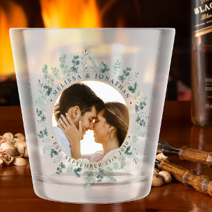 Modernes Foto Eukalyptus Personalisiert Wedding Schnapsglas