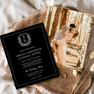 Modernes Foto Floral Wappen Monogramm Hochzeitsfei